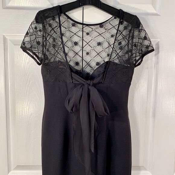 CLASSIC LITTLE BLACK DRESS CREPE & CHIFFON SIZE 8P - Picture 6 of 8
